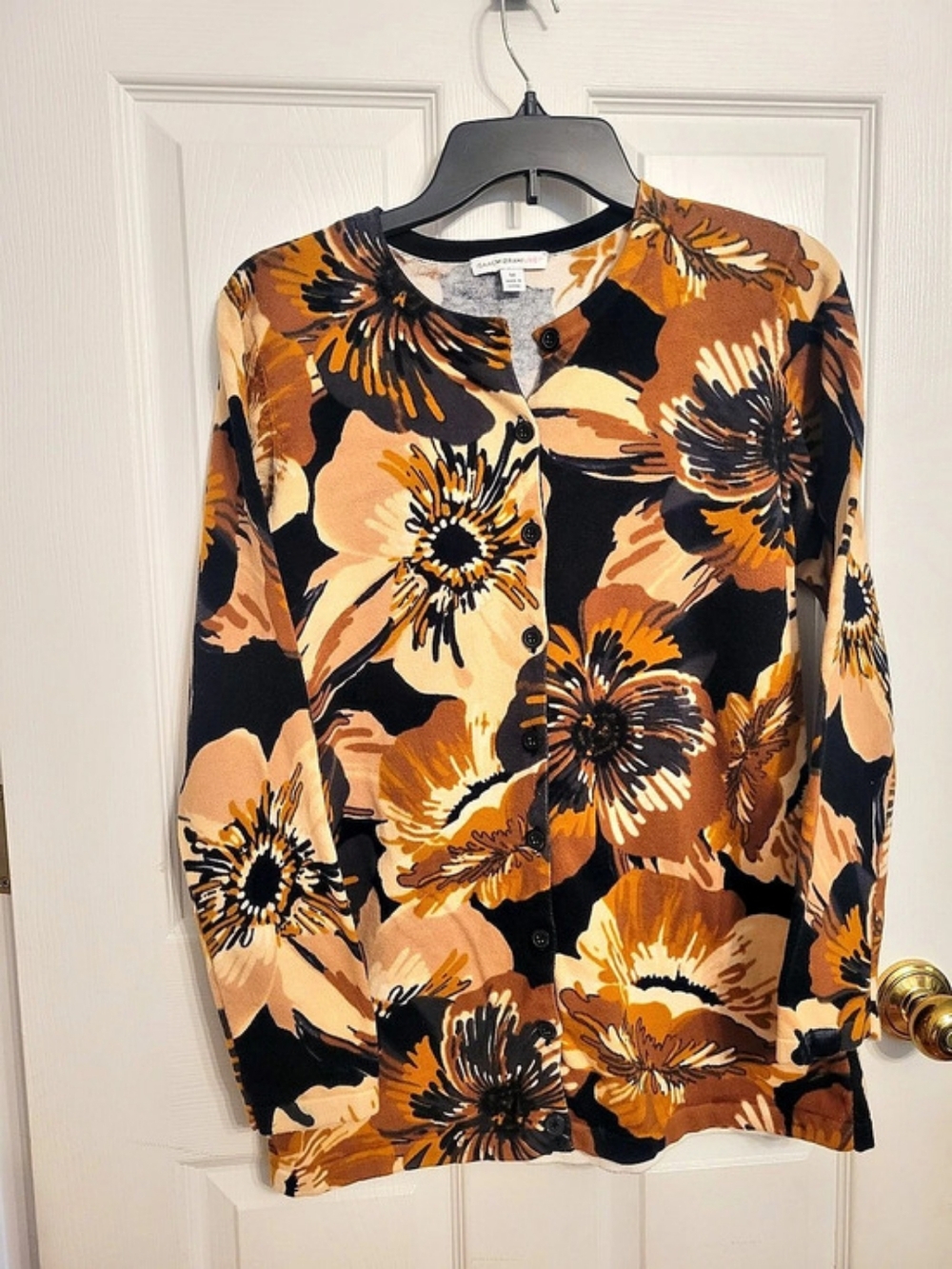 Isaac Mizrahi Live! Floral Printed Button Front Cardigan In Medium